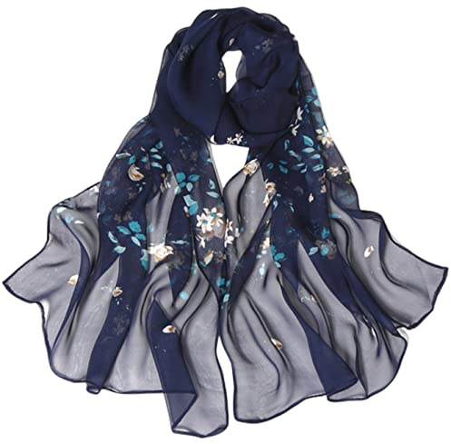 FAIRYGATE Scarf Women Fashion Scarfs for Ladies Chiffon Print Neck Soft Scarves Floral Wrap Shawl Black A4207