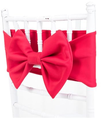 Pmnzdy 2 Pezzi Fasce per Sedie Elastici Fasce con Fiocco Decorativo Coprisedia Archi Fiocchi per Sedia per Matrimoni, Banchetti, Compleanni, Feste, Decorazioni per Eventi Rosso