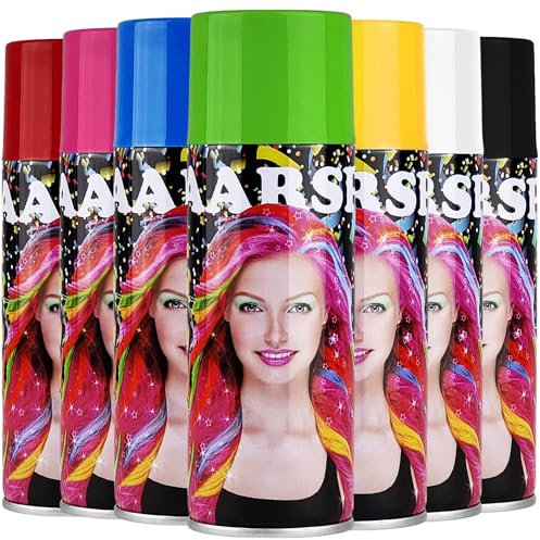 Farbiges Haarspray für buntes Haar - 250ml - in 7 verschieden Farben - lässt sich wieder auswaschen - Tolle Haarfarbe für Cosplay Halloween oder Karneval färben - Grün