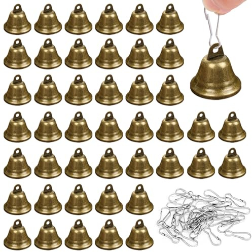 ZFKXGS 45 PZ Campanellini Sonagli Piccoli Bronzo Vintage Metallo Campanellini Natalizi Mini Campane per Decorazione di Ornamenti Fai da Te Ghirlande Feste Matrimonio Campane Eolie (Addensare 38mm)