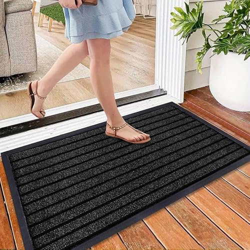 Cozy Haven Rubber Doormat – Outdoor & Indoor Heavy Duty Washable Non-Slip Doormat for Kitchen Garden, Inside & Outside Floor Mats, Waterproof and Dirt Trapper Entrance Doormats (50x90 cm, Black)