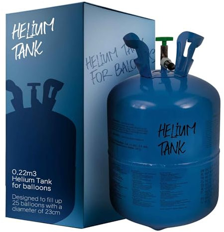 Butteff Bombona de Helio de 0.22m³ para 25 Globos de Látex (Azul, Tanque de Helio, Fiesta General, Unisex/Todas las Edades, Niños Unisex)