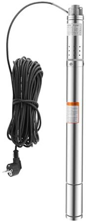 OUBUBY 2 tum djup brunnspump 370 W brunnspump max flöde 1 000L/H dränkbar pump max ingångshöjd 55 m dränkbar vattenpump matningsdjup max.: 35 m inkl. 23 m anslutningskabel för pump, rostfritt stål