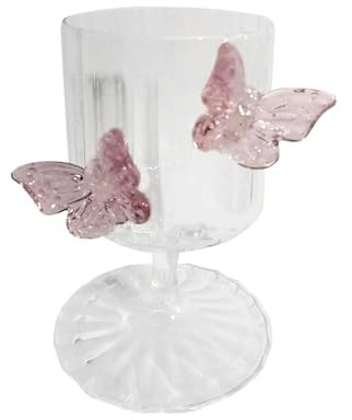 BestAlice Taza de Mariposas con Base Alta, Creativas Tazas de Champán, Copa de Cóctel, Copas de Vino únicas, Cristalería Romántica para Beber, Copas de Champán de Cristal (Vidrio
