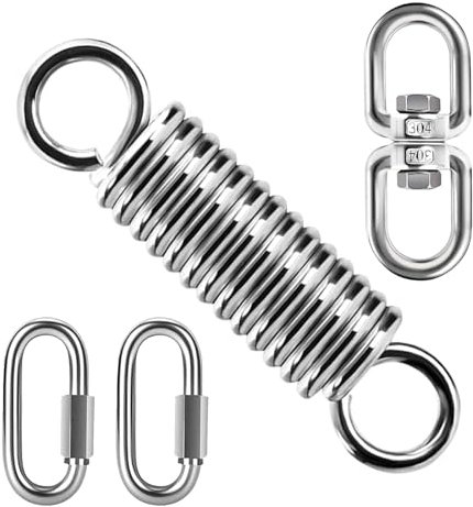 Jiavlyx Sospensione per Sedia Sospesa, Molla in Acciaio Molle per Altalena per Amaca, con 2 Fibbia A Molla E 1 GancioGirevole, per Sedia Sospesa, Amaca, Supporto per Sacco da Boxe, Yoga