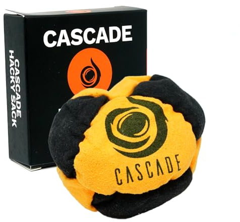 Cascade Pro 8 Panel Hacky Sack - Pro Freestyle Footbag - Trick Foot Bag (Orange/Black)