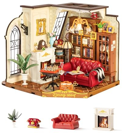 Rolife Maison Miniature Le Salon Vintage de Catherine, 284 pièces Maquette Maison 3D Puzzle Maison de Poupée en Bois 3D à Construire Book Nook pour Adultes et Adolescents Pas de Colle nécessaire