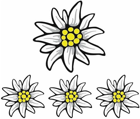 4 Stück Aufkleber | Alpen Edelweiss Bayern | Autoaufkleber | Made IN Germany Blume Dekor