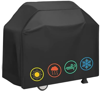 WIXOVO Premium Grillabdeckung, Grillabdeckung Wetterfest, 420D Oxford 147×61×122cm, Abdeckplane mit Klettverschluss und Tragetasche, Wasserdicht UV-beständig Reißfest
