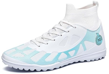 Generisch Chaussures de football pour homme - Gazon synthétique - Respirantes - Chaussures de sport d'extérieur antidérapantes - Chaussures de football en plein air, Blanc., 41 EU