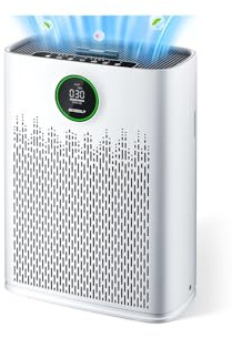 Air Purifiers for Home Large Room, Cover Up to 2400 Ft² with True HEPA Filter, Smart Mode, PM2.5 Air Quality Display, 22dB Sleep Mode, Aromatherapy with 2X-Purification & 360°Air Outlet, HAP603