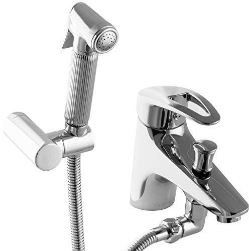 PaulGurkes Bidetarmatur Aufputzarmatur Intimdusche Spraybrause Bidetbrause Chrom Hygiene Dusche 120cm Brauseschlauch Bidetschlauch Brausehalter Wandhalterung rund massivem Messing hochwertig verchromt