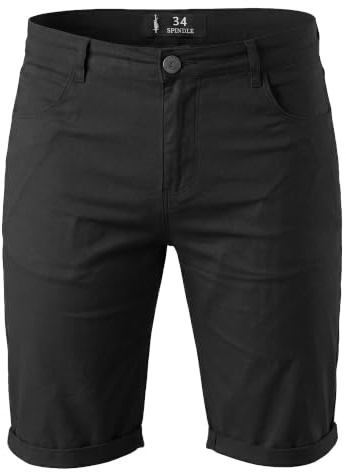Spindle Mens Chino Shorts-Slim Fit Stretch Cotton Mens Summer Shorts - Turn Up Knee Length Shorts Men