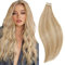 RUNATURE Echthaar Extensions Tape Blond Highlights 30cm Echte Haare 20 Stück Tape Extensions Echthaar Goldblond Mit Hellblond Tape in Extensions Echthaar Glatt Haarverlängerung 30g #16P24