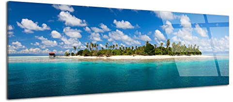 DECLINA, tableau mural, verre acrylique, impression HD, cadre design, paysage panoramique, île déserte, décoration intérieure, tableau moderne, déco murale
