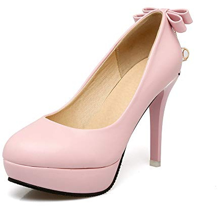 Z7310-41 Escarpins à talons hauts à bout rond pour femme, Rose, 39 EU