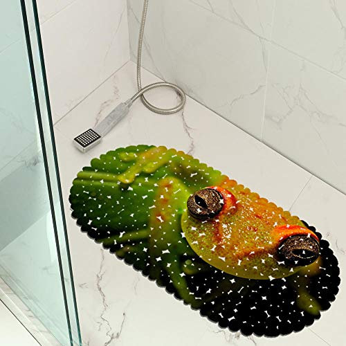 Jaeknxcg Badewanneneinlage rutschfest Badematten für Wanne Duschmatte mit Abflusslöchern Saugnäpfe Maschinenwaschbar 35X70CM Frosch