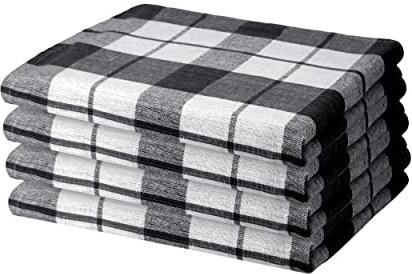 Hometex Premium Textiles 4er Set Geschirrtücher Grubentücher | Oeko-TEX®Standard 100 - aus 100% Baumwolle | Extra saugfähig und schnell trocknend | 50 x 70 cm Schwarz