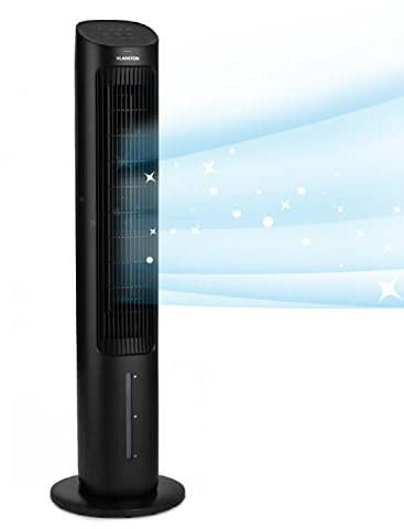 Klarstein Climatizador Portatil Frio 5 en 1 Ionizador, Mini Enfriador de Aire, Silencioso Modo Noche, Mando a Distancia, Humidificador, Ventilador, Purificador, Aparatos Aire 360m³/h, 50W, Negro
