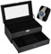 shelfmade Schmuckaufbewahrung - Uhrenbox 12 Uhren schwarz - Schmuckkästchen Watch Box - Schmuckkasten Damen & Herren Samt - Uhrenaufbewahrung mit Schloss (schwarz)