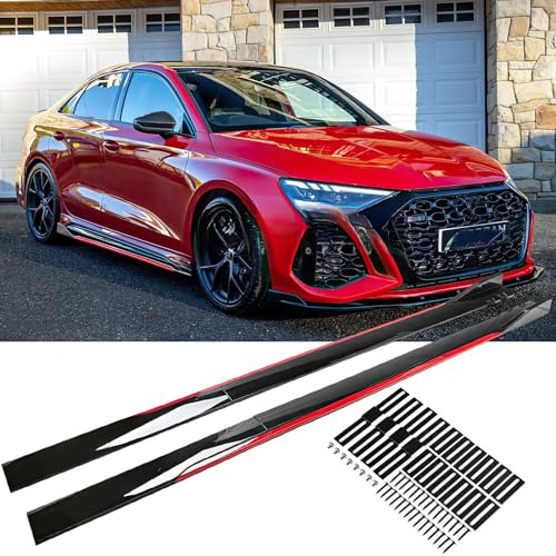 DREAMOTOR 2PCS Universal Car Side Skirts, 86.6 Side Skirts Extension Splitter Lip, Car Rocker Panels Side Skirt Body Kit, Compatible with Honda Civic Toyota Corolla Nissan Altima VW Chevrolet Camaro