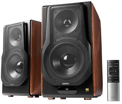 Edifier S3000MKII Premium Active Bookshelf Speakers 2.0, Bluetooth v5.0, 5.8 GHz Wireless Link & XLR/Optical/Coaxial/USB-B/Line-In Inputs, 256W RMS, 6.5 Woofers & 4 Planar Tweeters, Walnut