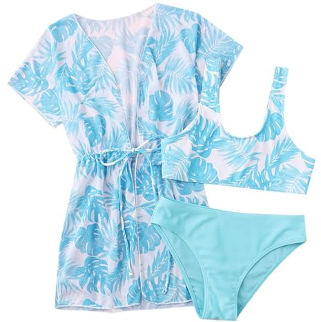 Bikini Ragazza Costume - Gonna Surf Costumi Bagno Costume due Pezzi Volant Set Costumi Bagno Bambina 2 Pezzi Set Estate Trikini Crop Top + Slip 1/2/3-Pezzi Beachwear Tankini Con Gonna Bagno