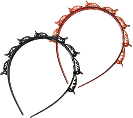 2 Stück Haarreif mit Clips, geflochtene Haarklammern, geflochtene Haarbänder, Haarband, Haarband, Pony, Haarnadel,