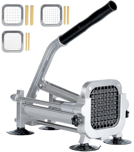 Coupe-Frites Professionnel Coupe Frites Manuel avec Lames de 6,5 mm, 9 mm et 13 mm Coupe Pomme de Terre à Ventouse Decoupe Frite pour Couper Facilement Les Terre, Concombres, Carottes, Pommes