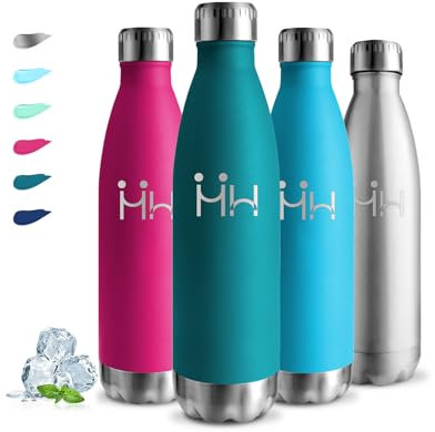 Borraccia Termica, Borraccia 750 ml, Senza BPA, Bottiglia Acciaio Inox, Senza Perdite, Borracce Termiche, Mantiene Caldo per 12 Ore/Freddo 24 Ore, Borraccie Metallo per Scuole, Fitness, Campeggio