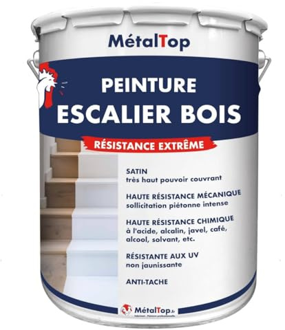Metaltop - Peinture Escalier Bois - Beige brun - RAL 1011-1 L - Résistance extrême au passage, idéale pour les escaliers très sollicités (maison, locaux pros)