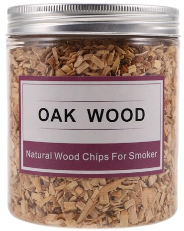 BESTOMZ Astillas de Madera de Roble para Ahumar Barbacoa, Virutas Naturales Carbonizadas de 130-140g en Frasco Mediano, Ideales para Ahumado de Carnes y Cócteles en Parrillas al Aire