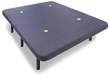 HOGAR24 Base Tapizada con 5 Barras Transversales y Tejido 3D Color Gris + 6 Patas de Metal 26cm, 150x190cm
