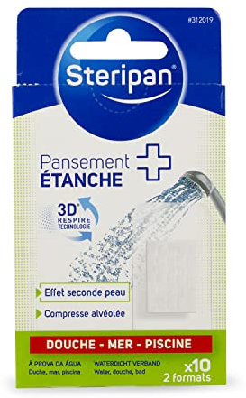 Steripan - 10 Pansements Étanches - Effet Seconde Peau - Compresse Alvéolée - 2 formats