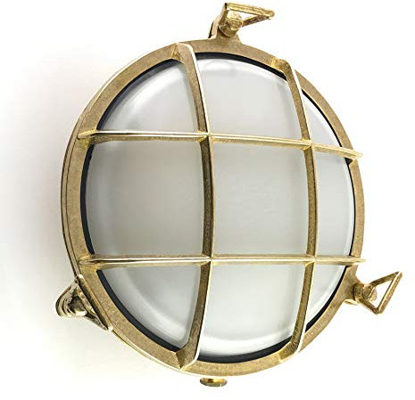 KsH und Co Argo IP64 Große runde Messingschottleuchte