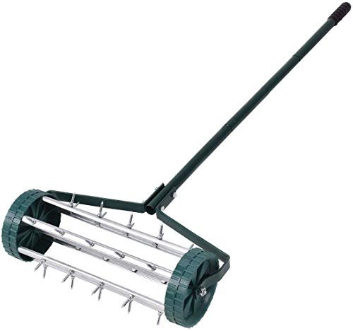 RELAX4LIFE Rouleau Aérateur de Gazon, Largeur 42CM, 3,15KG, Longueur de Manche 102CM avec Poignée Antidérapante