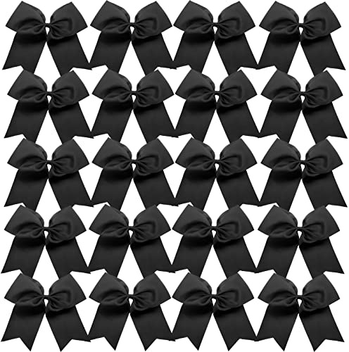 Hipcheer 20pcs 8 Large Black Cheer Bows for Girls, Hand-made Grosgrain Ribbon Hair Accessories for Teen Girls Softball Cheerleader Sports (Black)