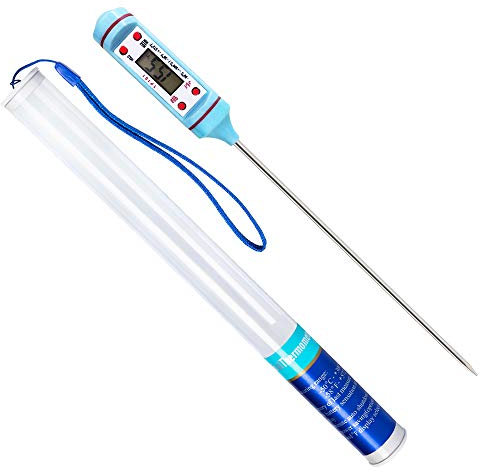 Meilliger Meat Thermometer Food Probe Digital Cooking Thermometer, Backlight Display, 14.6 cm Stainless-Steel Probe, Readable 50 ° C - 300 ° C (Storage Case and Battery Included)