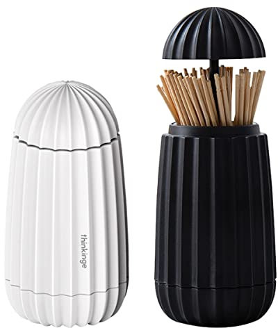 WideSmart 2 Pcs Toothpick Holder Dispenser,Automatic Toothpick Dispenser Toothpick Holder Plastic Press Dispenser Toothpick Boxes Cotton Buds Toothpicks Organizer Storage Box Case Table Accessories