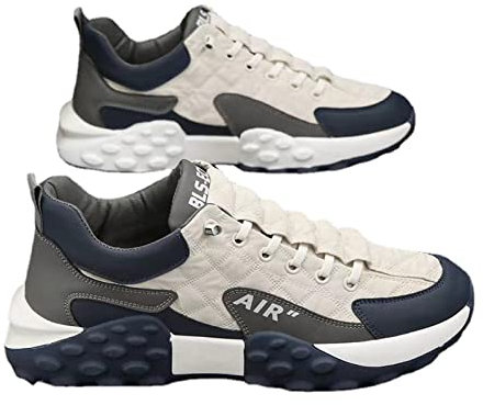 Herren Luftkissen Freizeitschuhe, Atmungsaktive Laufschuhe mit elastischem Band, Leichtathletik-Sporttrainer Tennis-Basketball-Schuhe (Weiss,39)