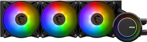 MSI MAG CoreLiquid E360 Black - AIO ARGB CPU Liquid Cooler - Rotating Cap Design - 360mm Radiator - Triple 120mm ARGB PWM Fans - LGA 1700/1851 / AM5/AM4 Compatible