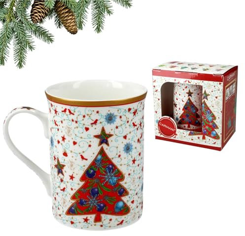 Carmani - Tazza di Natale, festa festiva tazza per tè, caffè, cioccolata calda decorata con tema natalizio 375ml