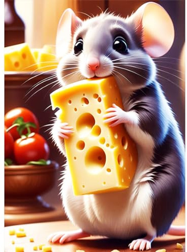 CEOVR Diamond Painting Erwachsene Tiere 5D Diamond Painting Bilder Kinder Mäuse und Käse DIY Diamond-painting,Diamond Painting Set für Dekoration,e,30x40 cm