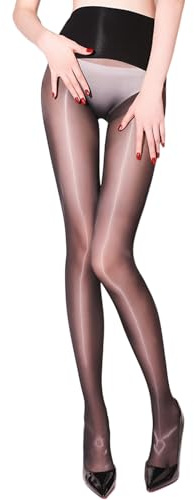 GOCBOBO Women's Seamless Tights 5 Denier Sheer Shiny Tights Glossy Pantyhose for Women Black