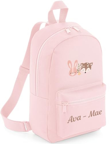 Personalised Toddler Backpack Rucksack for Nursery Bag Baby Kids Boys Girls Woodland Animals Theme Pink