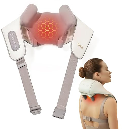 Breo N5 Mini Neck Massager with Heat, Electric Massage Pillow for Neck & Shoulder, Muscle Relaxation, Shiatsu kneading for Pain Relief Deep Tissue at Home, Gifts for Mom