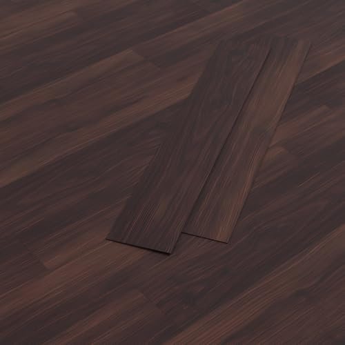 HAGO24 | Vinylboden | 2,23m² | Rot Braun Nuss Holzmusterung | 2mm Dicke | Laminat Bodenbelag | Rutschfest | Selbstklebend | PVC | 16 Planken | Feuchtraumgeeignet