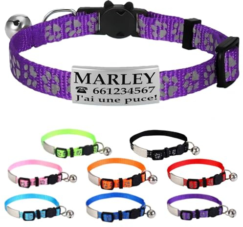 Collier Chat Personnalisé avec Gravure (Lilas)