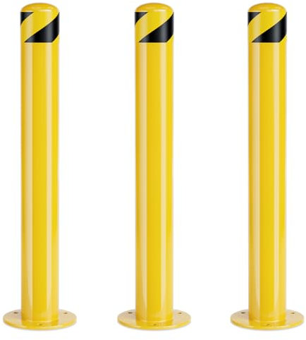 Aioneer Sicherheitspollerpfosten, 42 Zoll Hoher Sicherheitspoller, 3,5 Zoll Tiefer Pulverbeschichteter Stahlpoller, Gelbe Parkbarriere Mit Ankerbolzen, Parkpoller Für Park- Und V36''h-3.5''d-3pcs