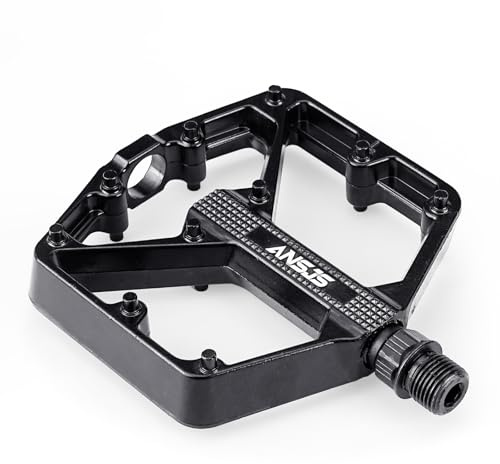 Ansjs Fahrradpedale, Aluminium-Mountainbike-Pedale, flache Fahrradpedale 9/16, schwarze MTB-Fahrradpedale aus Metall (B632)